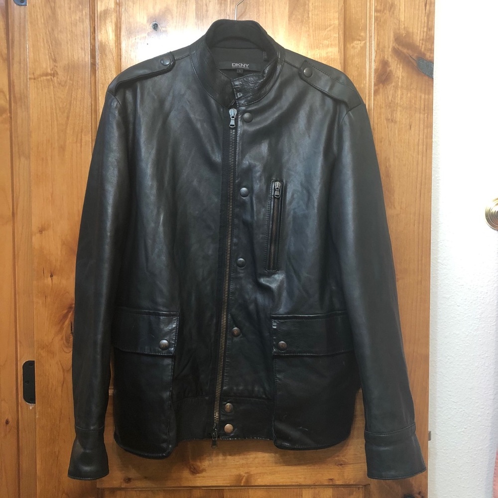 DKNY Italian Genuine Calf Skin Leather Jacket